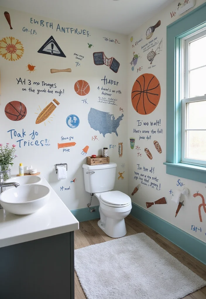 12 Boys Bathroom Ideas for Fun Simple Everyday Function 67 12 Boys Bathroom Ideas for Fun Simple Everyday Function 7. Interactive Decals for Learning