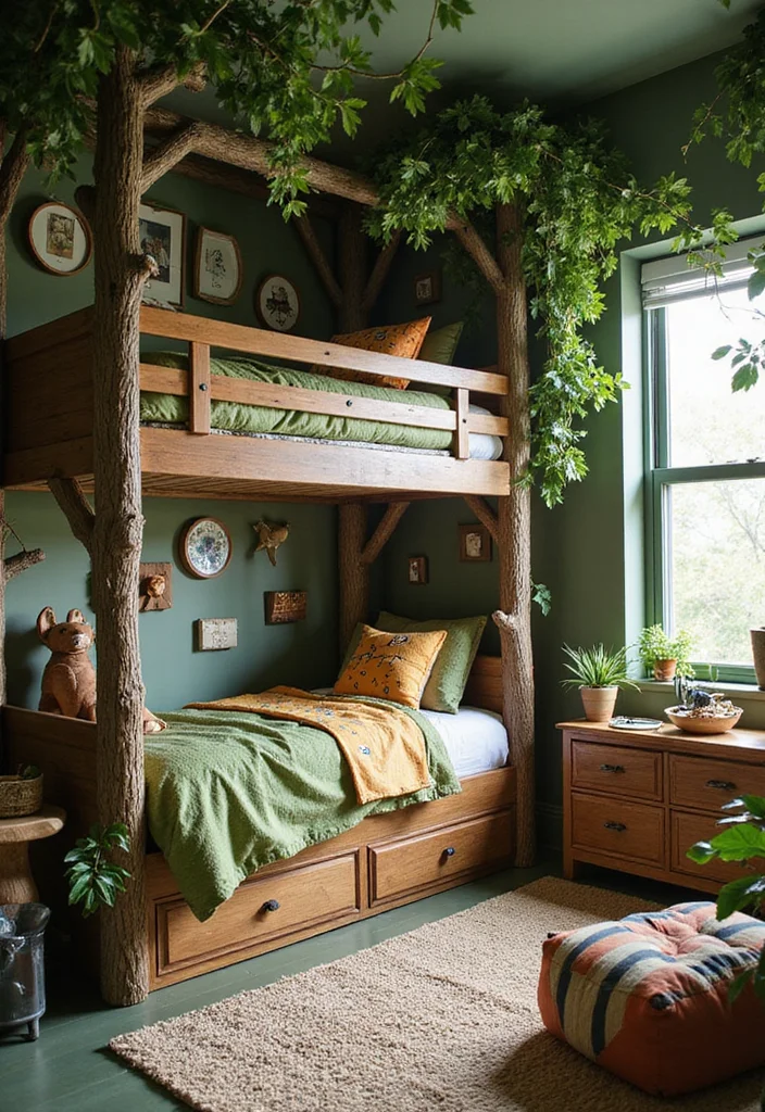 12 Boys Bunkbed Bedroom Ideas for Fun Practical Shared Spaces 1 12 Boys Bunkbed Bedroom Ideas for Fun Practical Shared Spaces 1. Adventure Awaits Jungle Themed Bunk Beds