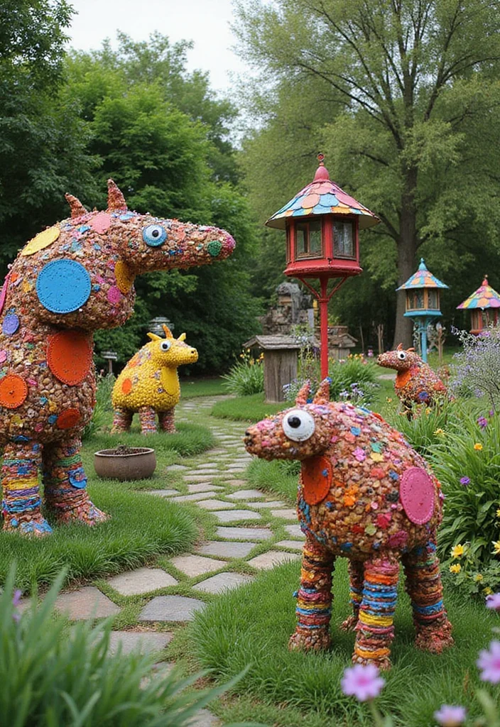 12 Cheap Ideas for Backyard for Affordable Easy Improvements 10. Garden Art and Sculptures