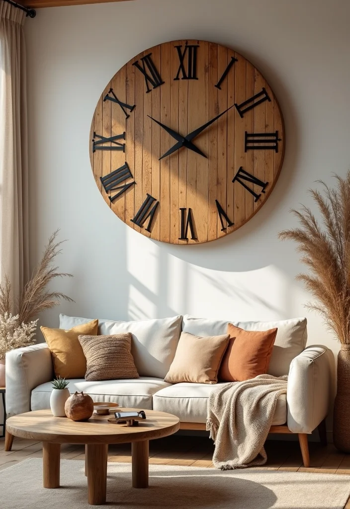 12 Clock Decor Ideas Living Room for Practical Stylish Accents 3. Rustic Clock Accents for a Cozy Feel