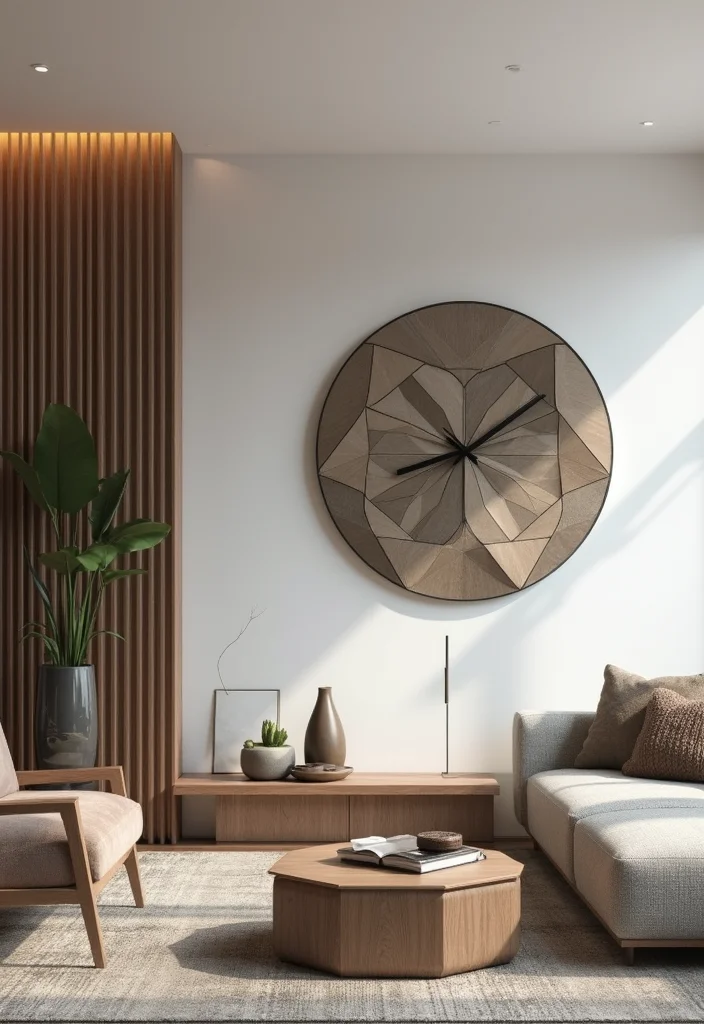 12 Clock Decor Ideas Living Room for Practical Stylish Accents 8. Clocks with Unique Shapes for Artistic Flair