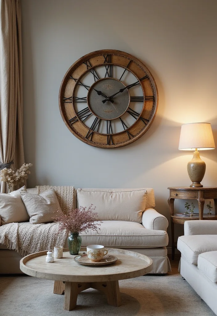 12 Clock Decor Ideas Living Room for Practical Stylish Accents 9. Clocks with Mixed Materials for Depth