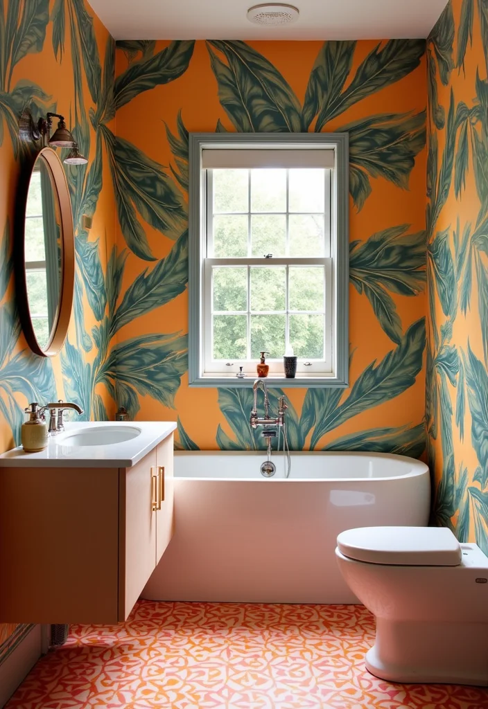 12 IKEA Bathroom Ideas for Affordable Modern Functional Style 5. Bold Wallpaper or Paint