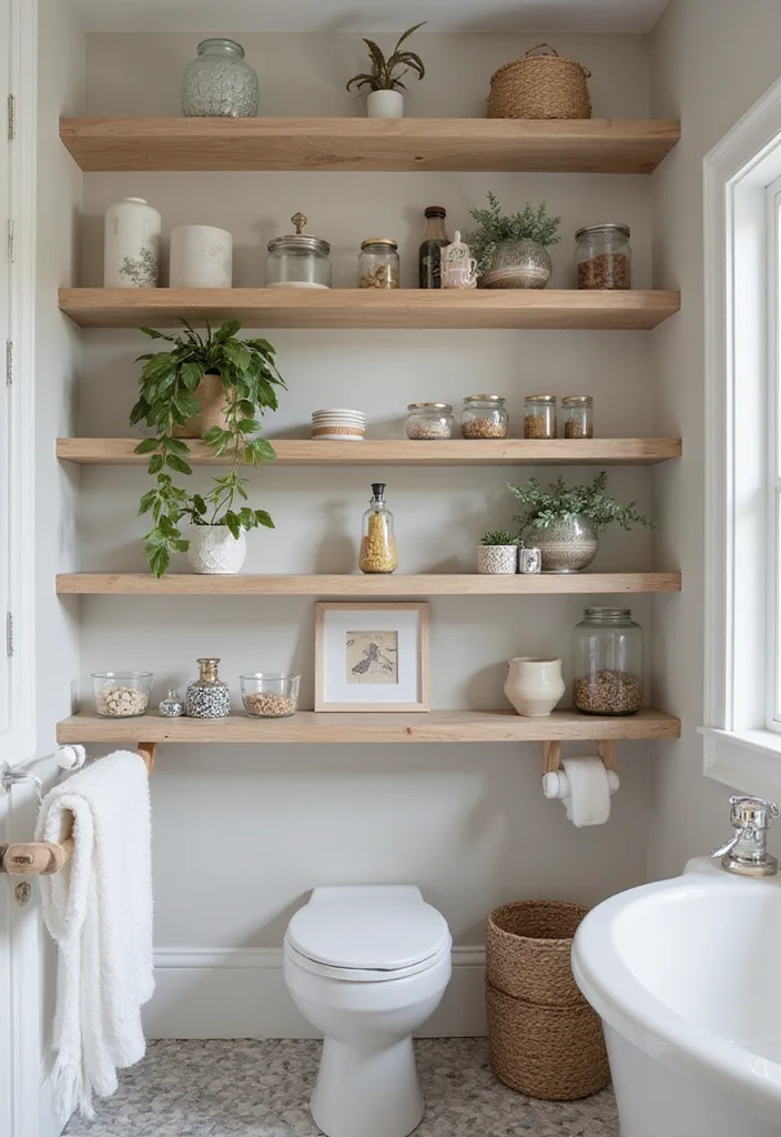 12 IKEA Bathroom Ideas for Affordable Modern Functional Style 8. Open Shelving for Easy Access