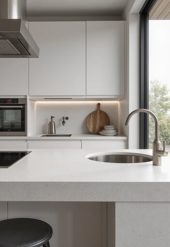 12 Kitchen Countertops Ideas for Fresh Updated Material Choices 12. Solid Surface Smooth and Seamless