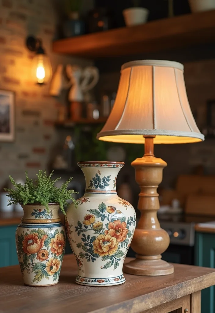 12 Kitchen Lamp Ideas for Better Light and Warm Ambience 12. Vintage Ceramic Lamps