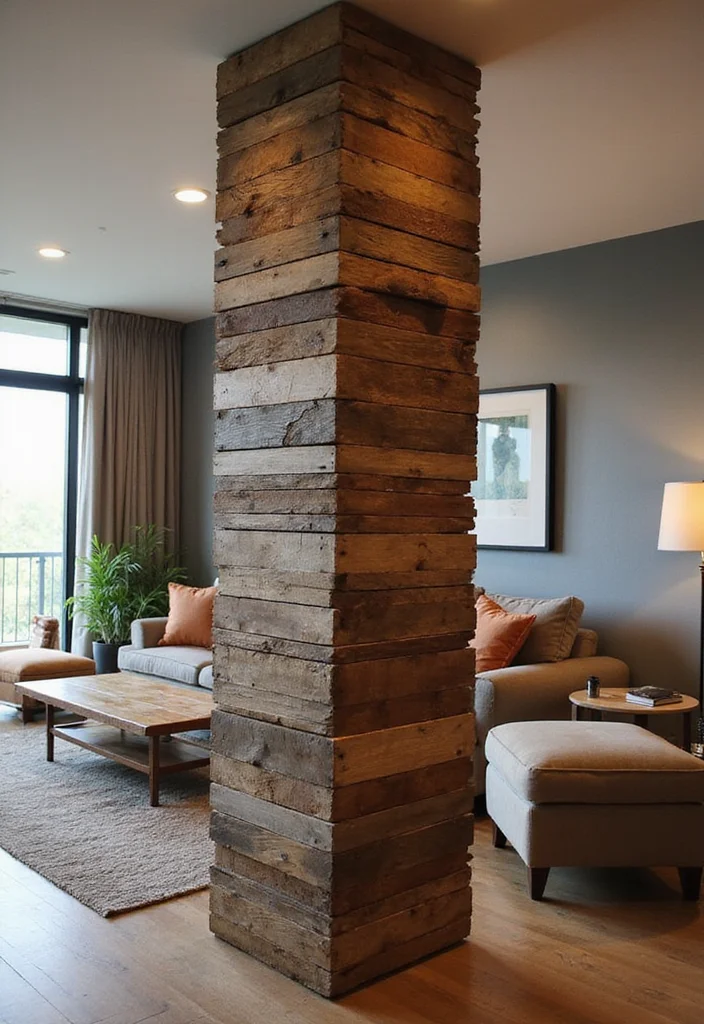 12 Living Room Column Decor Ideas for Stylish Integrated Design 12 12 Living Room Column Decor Ideas for Stylish Integrated Design 2. Column Wraps for Textured Appeal