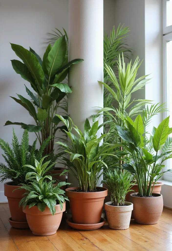 12 Living Room Column Decor Ideas for Stylish Integrated Design 34 12 Living Room Column Decor Ideas for Stylish Integrated Design 4. Potted Plant Oasis