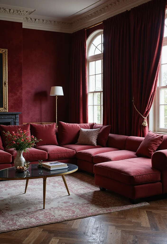 12 Living Room Drapes Ideas for Soft Light and Elegant Texture 34 12 Living Room Drapes Ideas for Soft Light and Elegant Texture 4. Velvet Drapes for Luxe Warmth