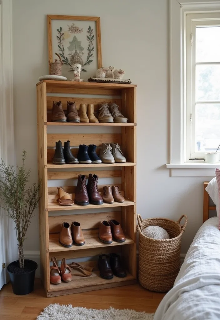12 Shoe Display Ideas Bedroom for Clean Organized Style 56 12 Shoe Display Ideas Bedroom for Clean Organized Style 6. DIY Pallet Shoe Rack