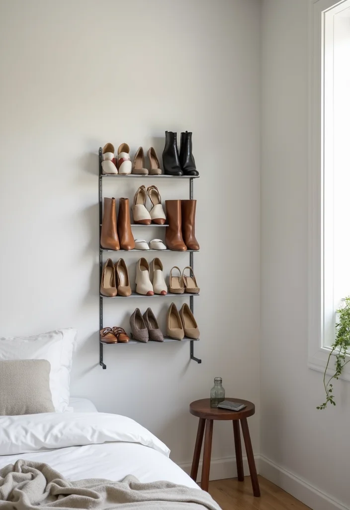 12 Shoe Display Ideas Bedroom for Clean Organized Style 78 12 Shoe Display Ideas Bedroom for Clean Organized Style 8. Minimalist Wall Mounted Racks