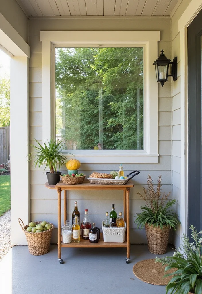 12 Small Backyard Porch Ideas for Cozy Practical Relaxation 100 12 Small Backyard Porch Ideas for Cozy Practical Relaxation 10. Stylish Bar Cart