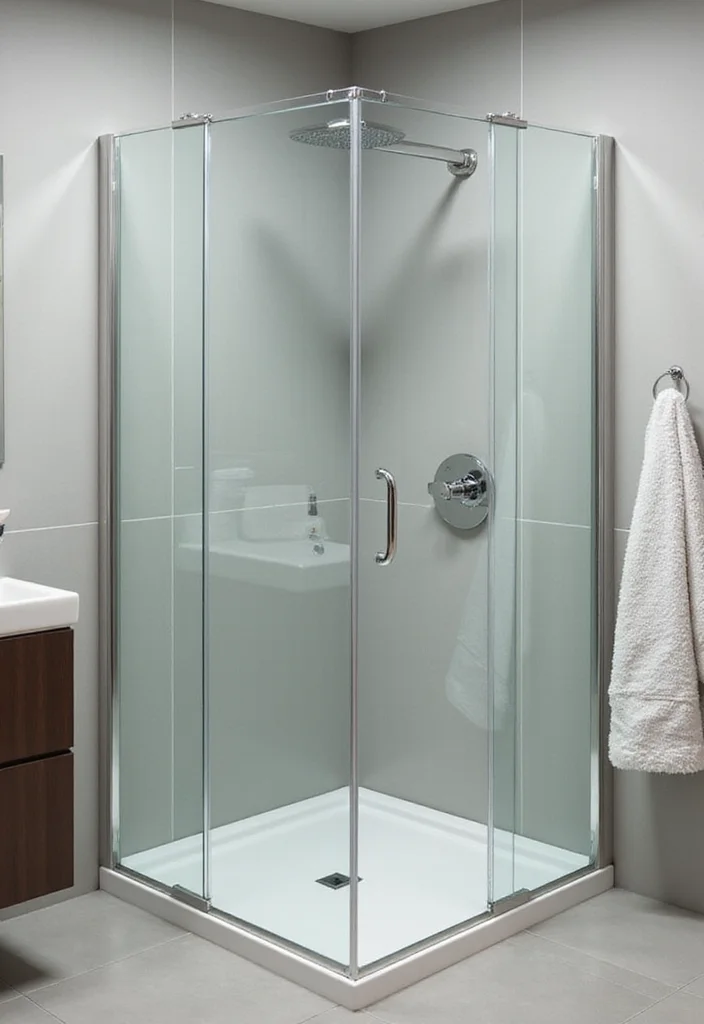 12 Square Bathroom Ideas for Balanced Functional Clean Layouts 10. Space Saving Corner Showers