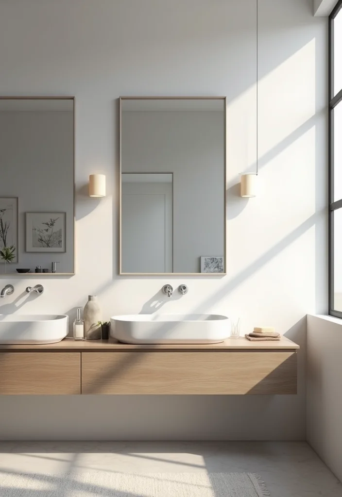 12 Square Bathroom Ideas for Balanced Functional Clean Layouts 4. Floating Vanities for an Open Look