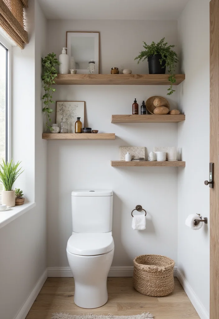 12 Toilet Bathroom Ideas for Practical Comfortable Organized Spaces 12 12 Toilet Bathroom Ideas for Practical Comfortable Organized Spaces 2. Wall Mounted Shelving