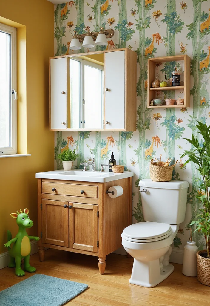 12 Unisex Kids Bathroom Ideas for Bright Playful Shared Use 1. Jungle Safari Theme