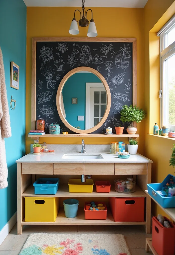 12 Unisex Kids Bathroom Ideas for Bright Playful Shared Use 7. Art Studio Vibes