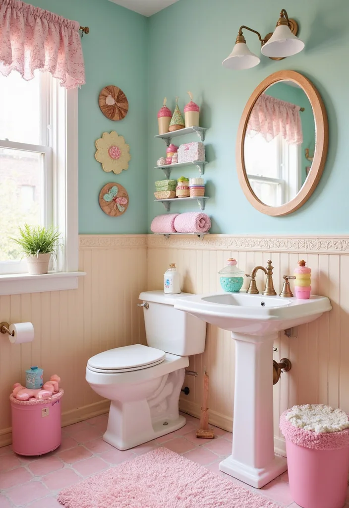 12 Unisex Kids Bathroom Ideas for Bright Playful Shared Use 9. Sweet Treats Delight