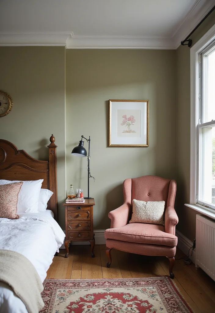 14 Bedroom Interior Ideas for Calm Warm Cohesive Style 12. Vintage Meets Modern