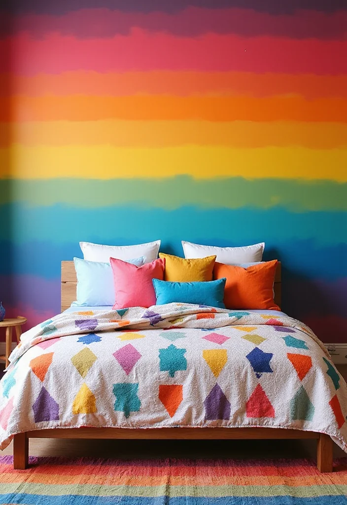 14 Colourful Bedroom Ideas for Bright Playful Personality 1 14 Colourful Bedroom Ideas for Bright Playful Personality 1. Rainbow Dreamscape