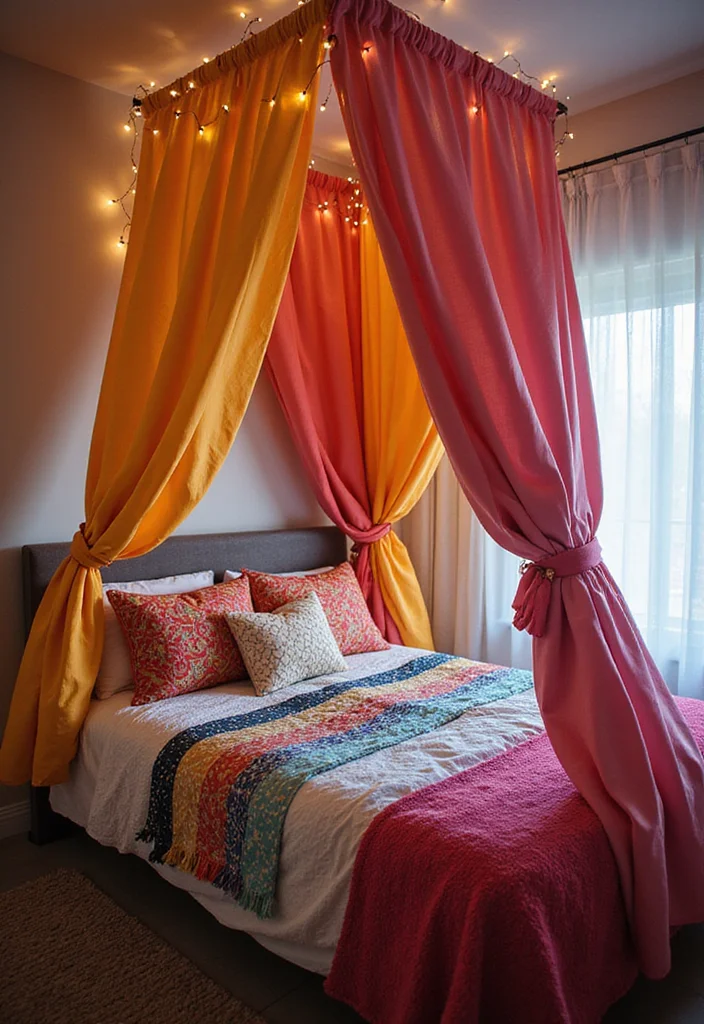 14 Colourful Bedroom Ideas for Bright Playful Personality 23 14 Colourful Bedroom Ideas for Bright Playful Personality 3. Playful Canopy Bed