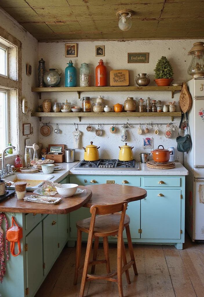 14 Colourful Kitchen Ideas for Bright Fun Cheerful Energy 14. Vintage Finds and Thrifted Treasures