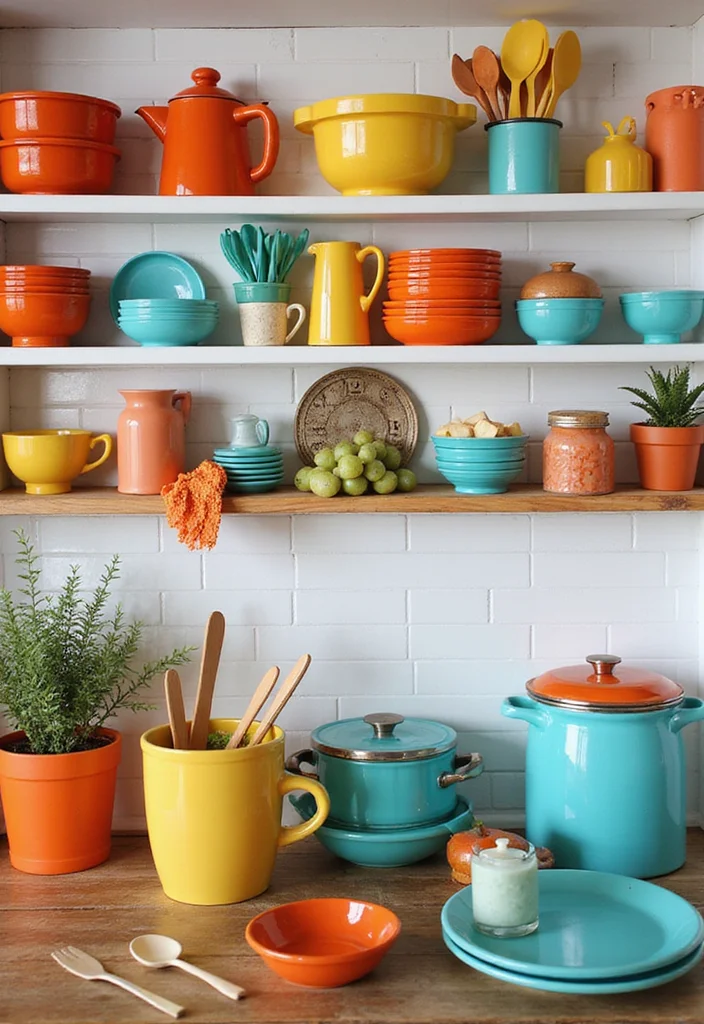 14 Colourful Kitchen Ideas for Bright Fun Cheerful Energy 6. Vibrant Kitchen Accessories