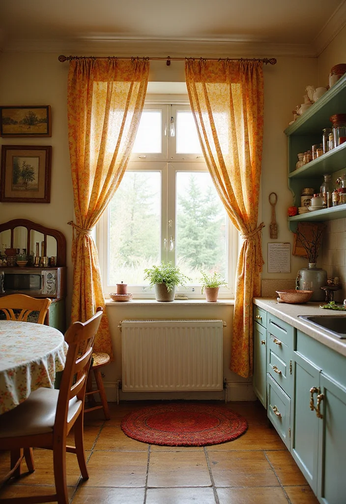 14 Colourful Kitchen Ideas for Bright Fun Cheerful Energy 9. Bright Curtains and Window Treatments