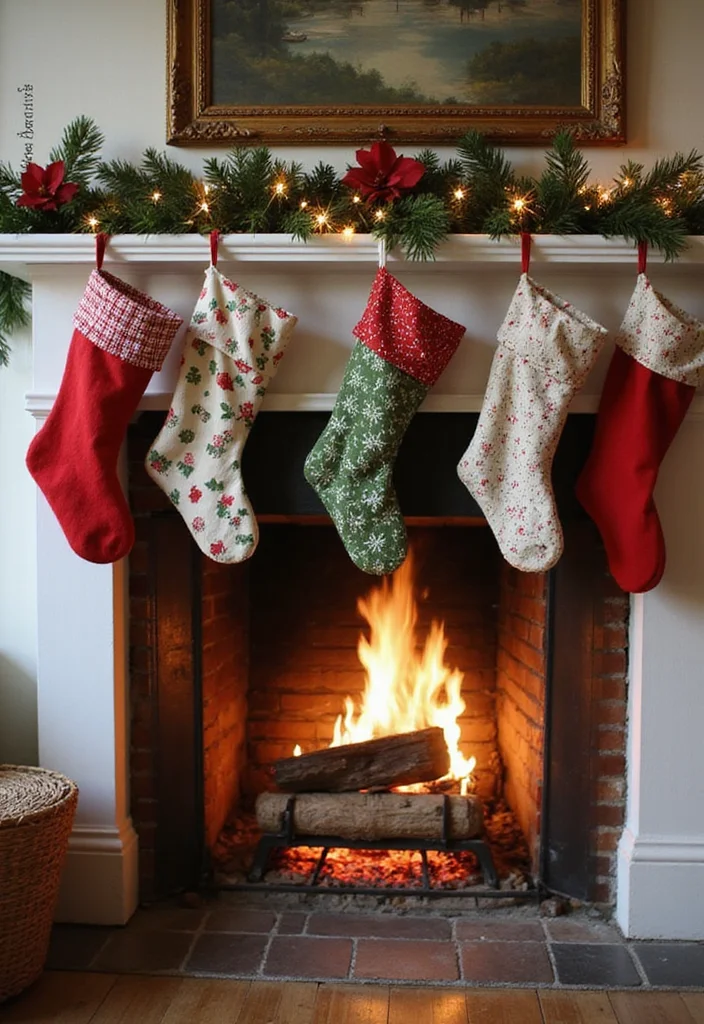 14 Living Room Xmas Decor Ideas for Cozy Festive Charm 4. Eco Friendly Stockings