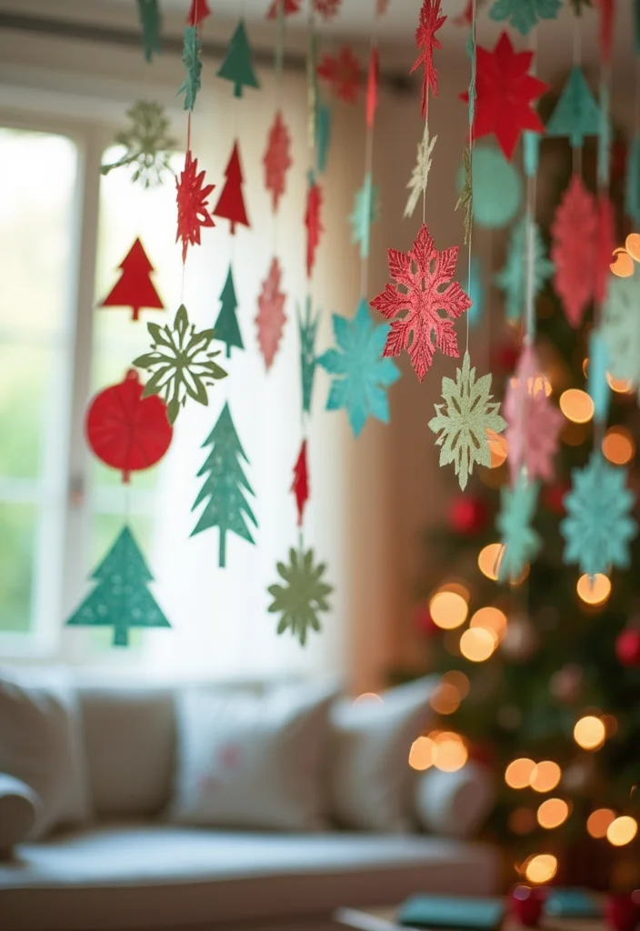 14 Living Room Xmas Decor Ideas for Cozy Festive Charm 7. Recycled Paper Decorations