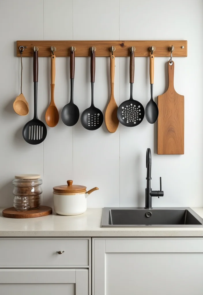 14 Organizing Ideas Kitchen for Smart Efficient Everyday Use 12. Wall Mounted Hooks for Utensils