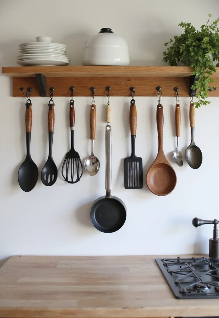 14 Small Kitchen Decorating Ideas for Clever Charming Updates 7. Wall Mounted Utensil Holders