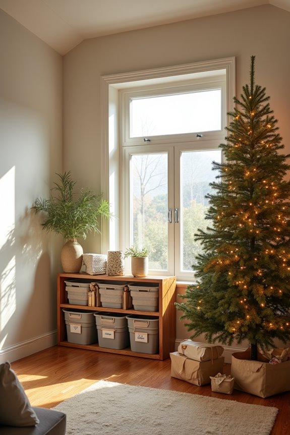 When Do Holiday Decorations Go Up? 12 carefully wrapped labeled storage containers
