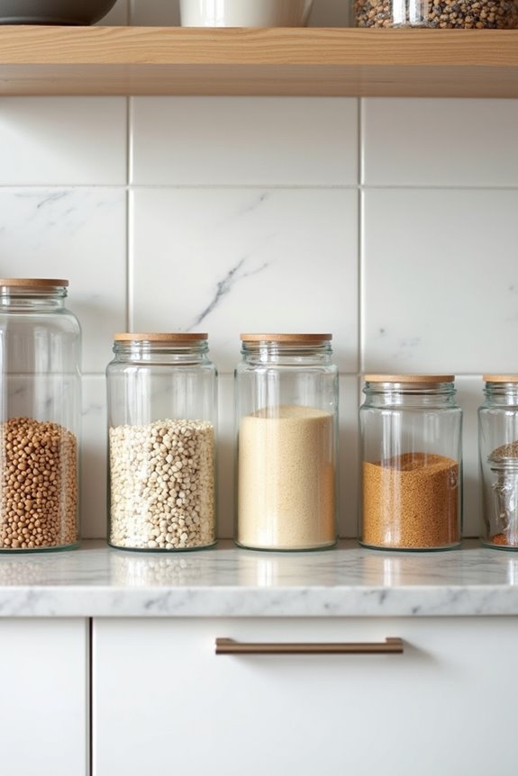 decanted containers glass jars organized