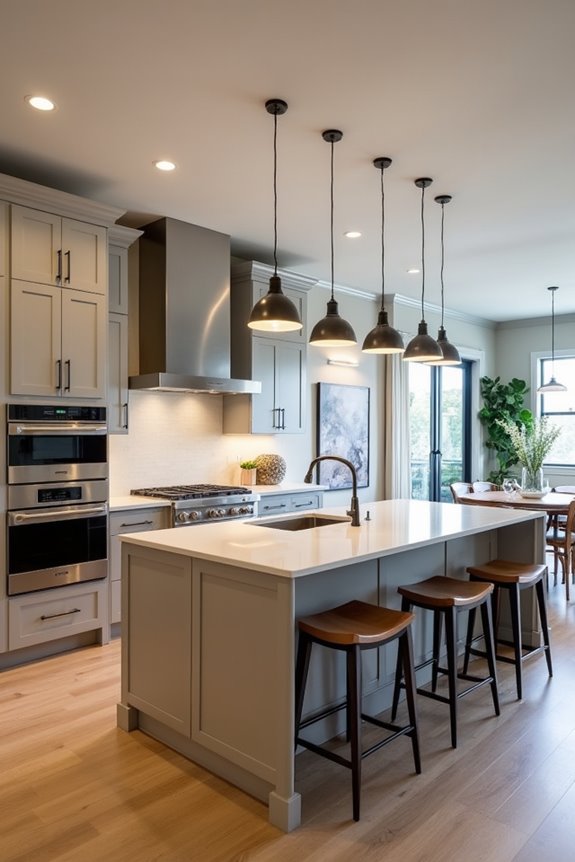 island centered kitchen anchors open plan space