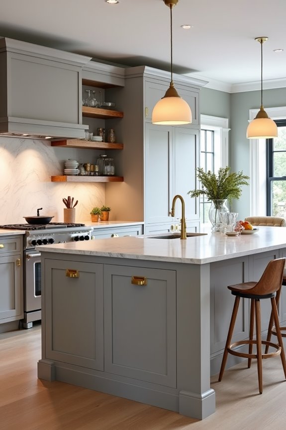 island materials set kitchen tone