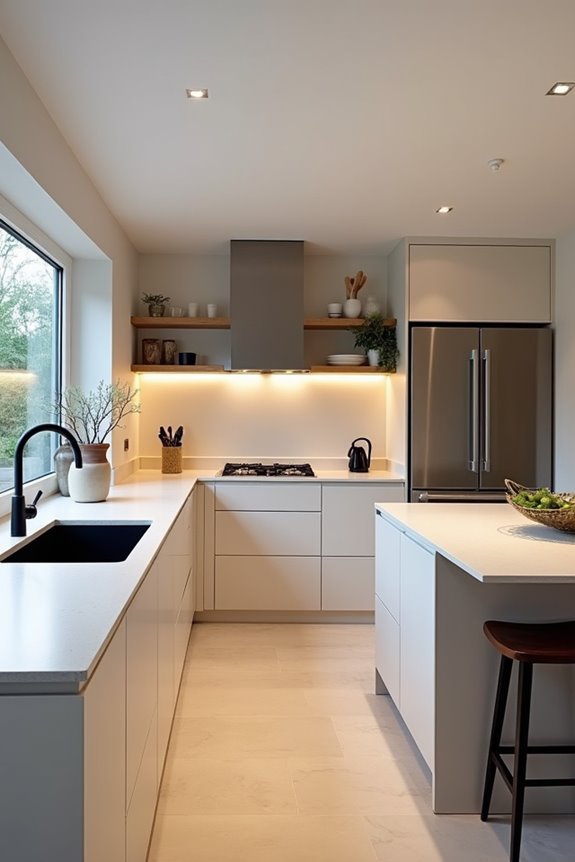 l shaped kitchen flexible zones