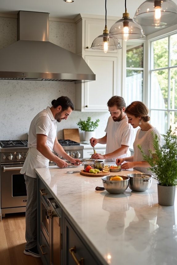 multiple cooks organized island workflow