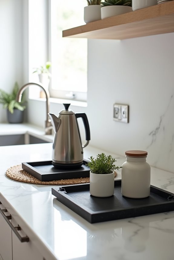 trays organize countertops cohesively