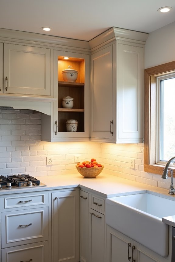 unified above cabinet decor backsplash trim storage
